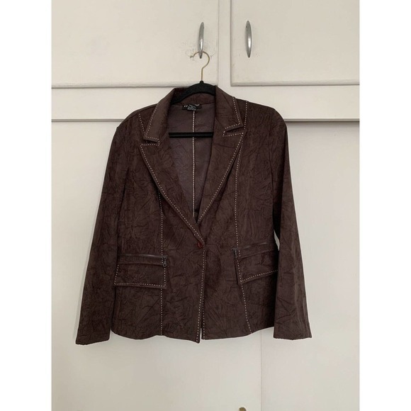 Women's Courtenay Stretch Career Blazer Jacket Brown Size 8p - Picture 2 of 7